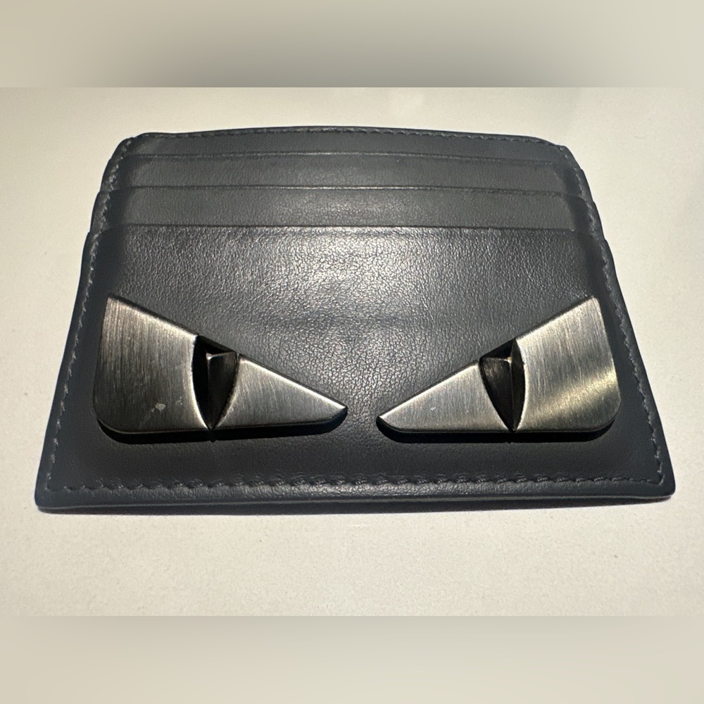 Fendi Dark Gray Leather Card Holder